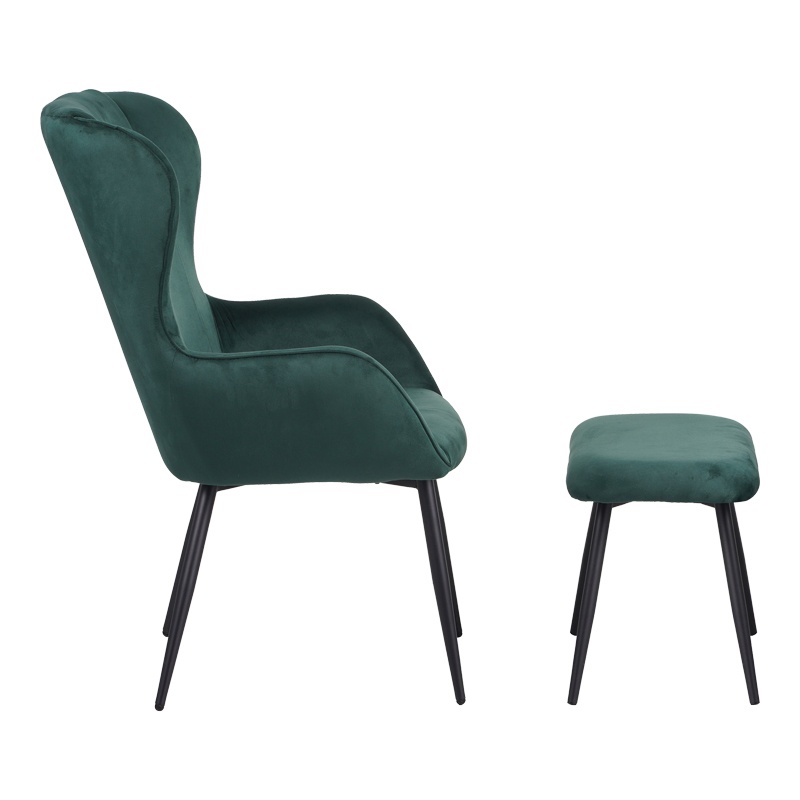 Fotoliu cu taburet Rueda, Pako World, Verde inchis, 71x66x99 cm - 3 | YEO