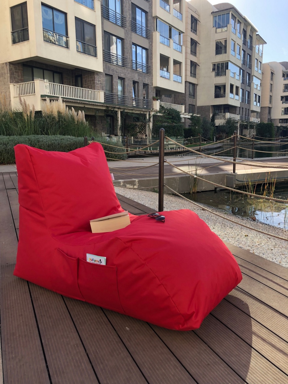 Fotoliu de gradina puf beanbag Daybed Rosu - 2 | YEO