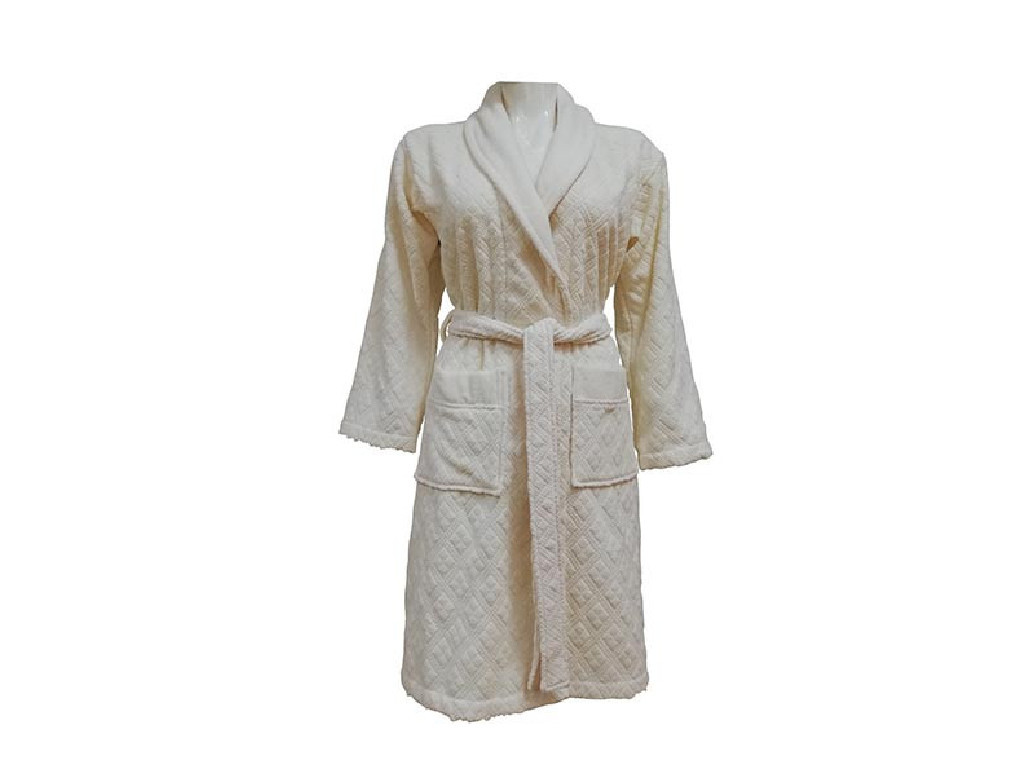 Halat de Baie Jacquard Velour, Pentru Ea, Clerica Cream