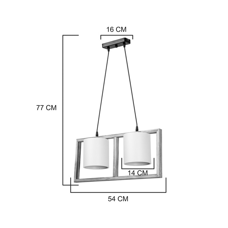 Lampa Sereda, Pako World, E27, doua lumini, Maro-Crem, 28x14x27 cm