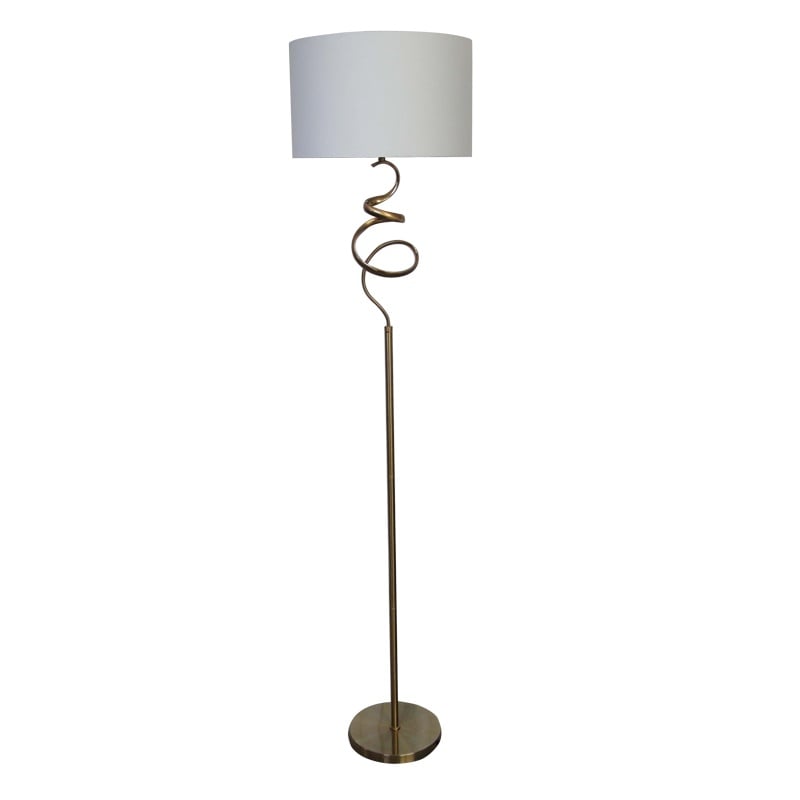 Lampadar Quanfy E27 aluminiu auriu si tesatura crem 40x40x180 cm