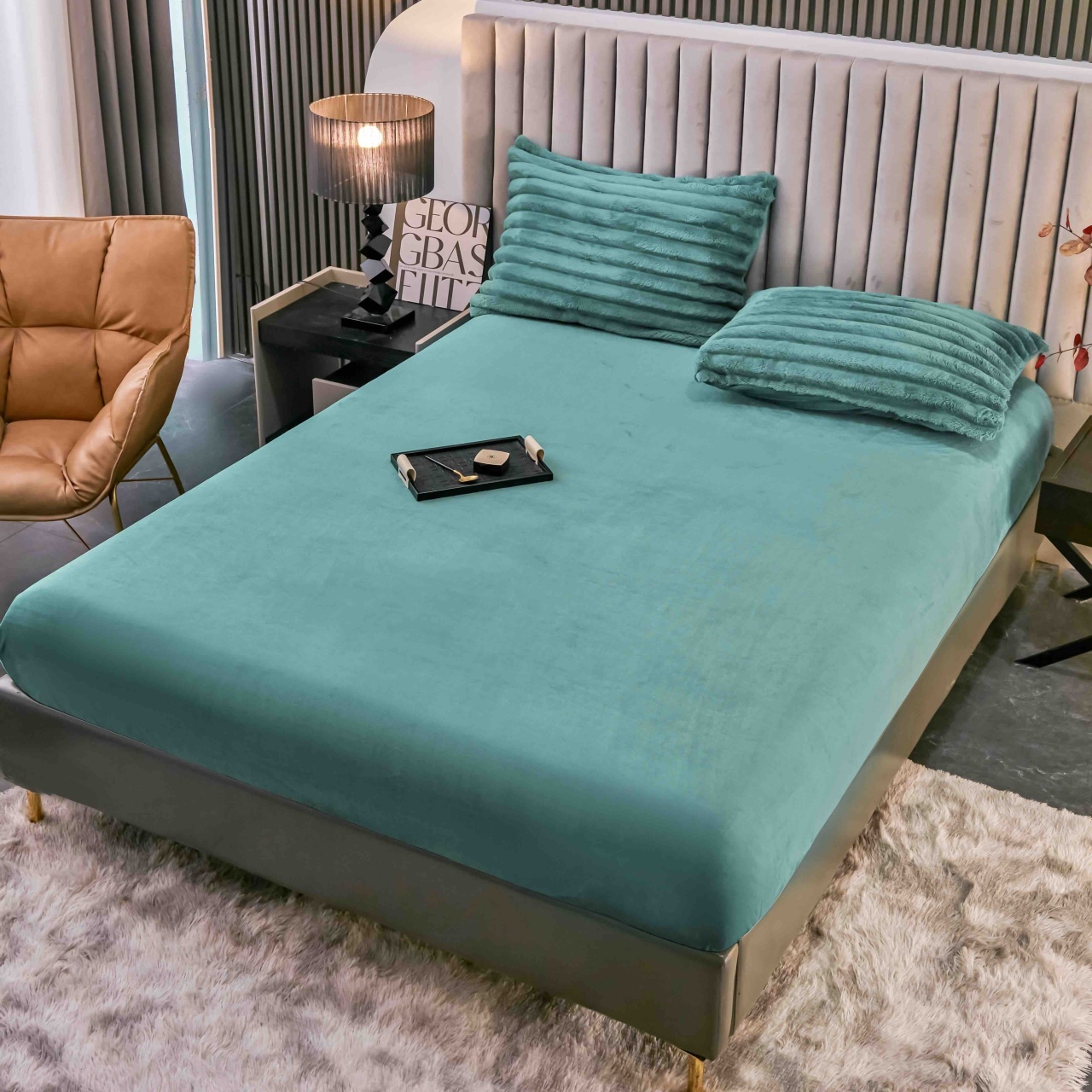 Lenjerie cocolino cu elastic 180x200 Liny V2 Verde deschis (Cocolino) - 3 | YEO