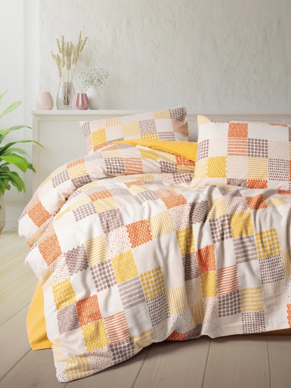 Lenjerie Palm Galben (Bumbac 100% Flanel)