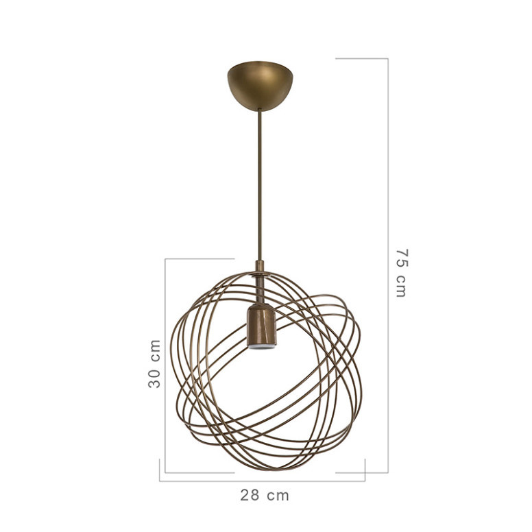 Lustra cu o singura lumina PWL-0980, E27 auriu, 28x75 cm - 2 | YEO