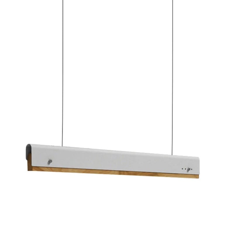 Lustra LED Rafmole metal alb si lemn 120x2.5x100 cm