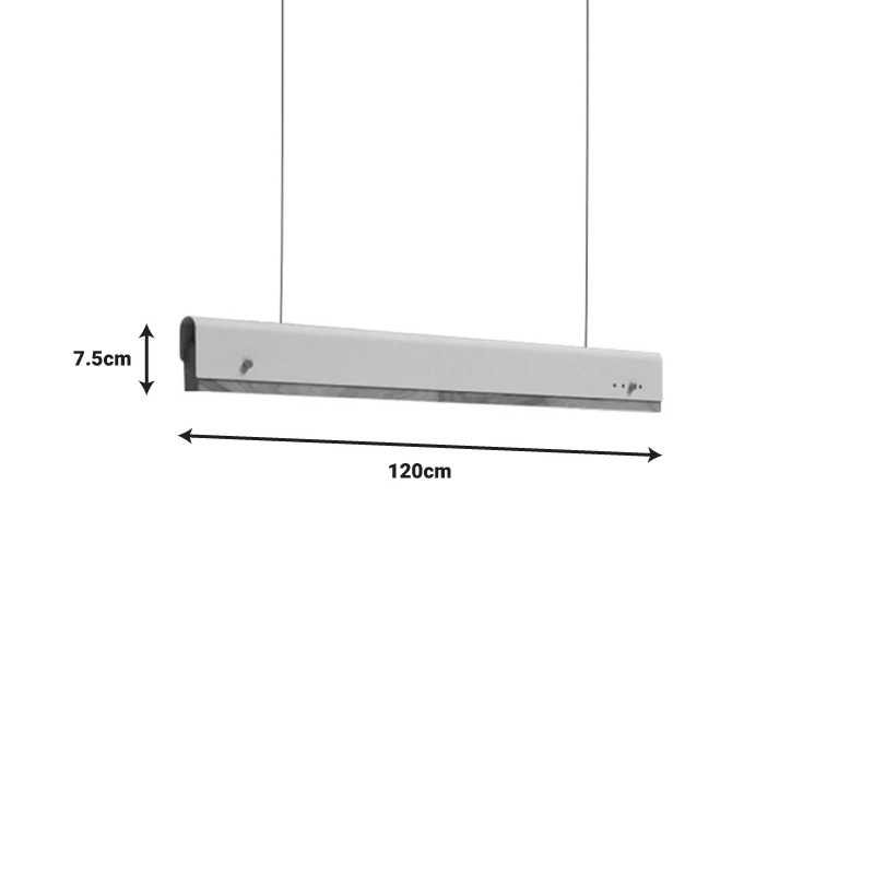 Lustra LED Rafmole metal alb si lemn 120x2.5x100 cm