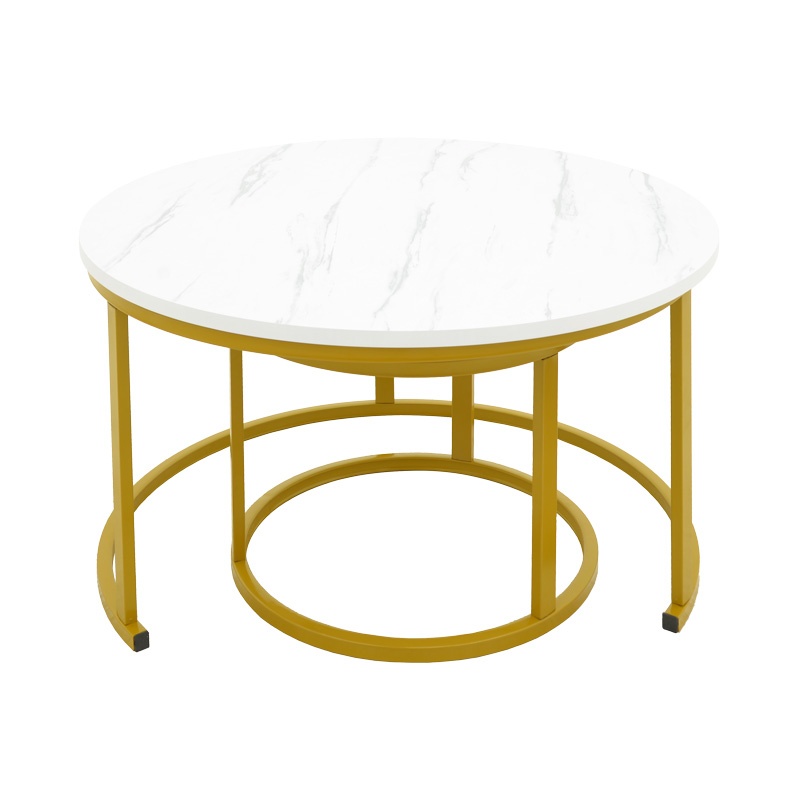 Masa de cafea Relevon, Pako World, MDF, 2 piese, Aspect marmura alba, 80x80x45 cm - 3 | YEO