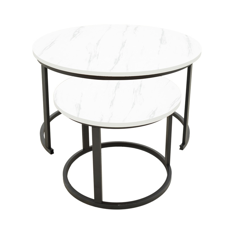 Masa de cafea Revelon, Pako World, MDF, 2 piese, Aspect marmura alba, 80x80x45 cm - 2 | YEO