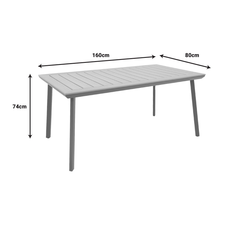 Masa de gradina Griffith aluminiu si placaj negru si nuanta naturala 160x80x74 cm