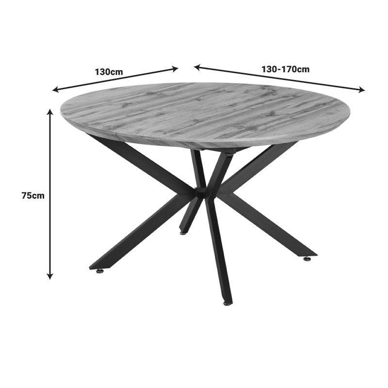 Masa extensibila Edina, Pako World, MDF, Sonoma, 130-170x130x75 cm