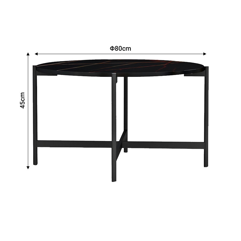 Masuta de cafea Aisle marmura neagra melamina metal negru 80x80x45 cm