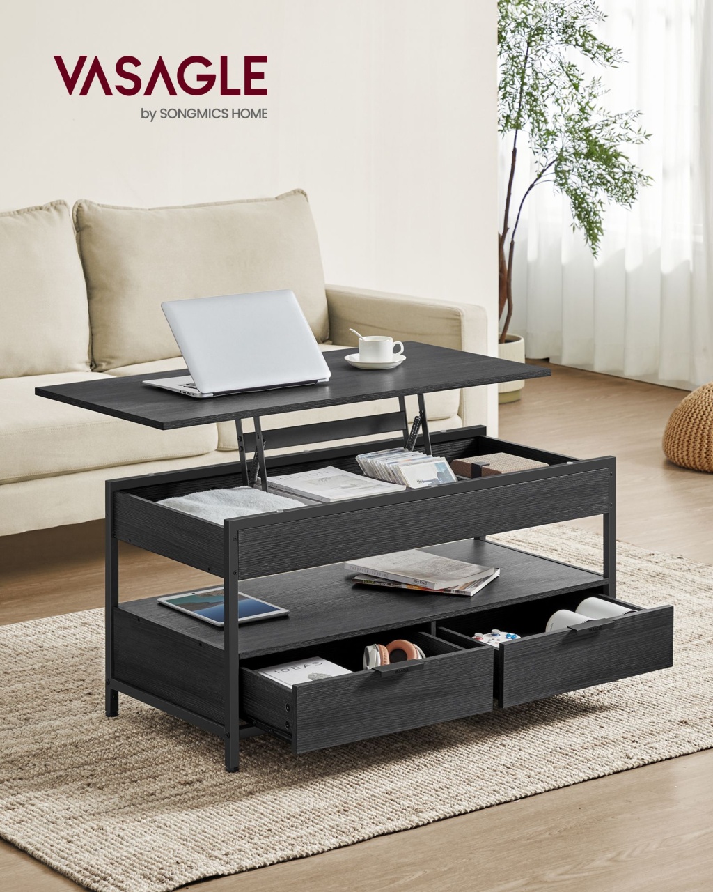 Masuta de cafea extensibila Vasagle Gri 100x50x48 cm - 1 | YEO