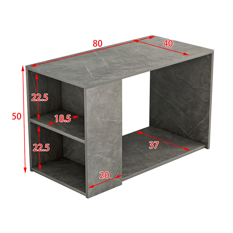 Masuta de cafea Hattie aspect marmura gri 80x40x50cm