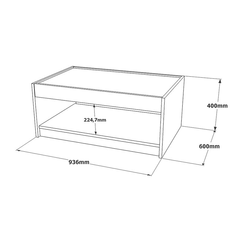 Masuta de cafea Surprise sonoma - culoare antracit antica 93.5x60x40cm