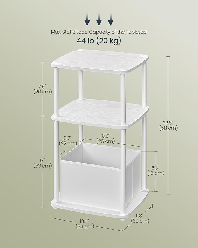 Masuta laterala Songmics Alb 34x30x58 cm - 2 | YEO