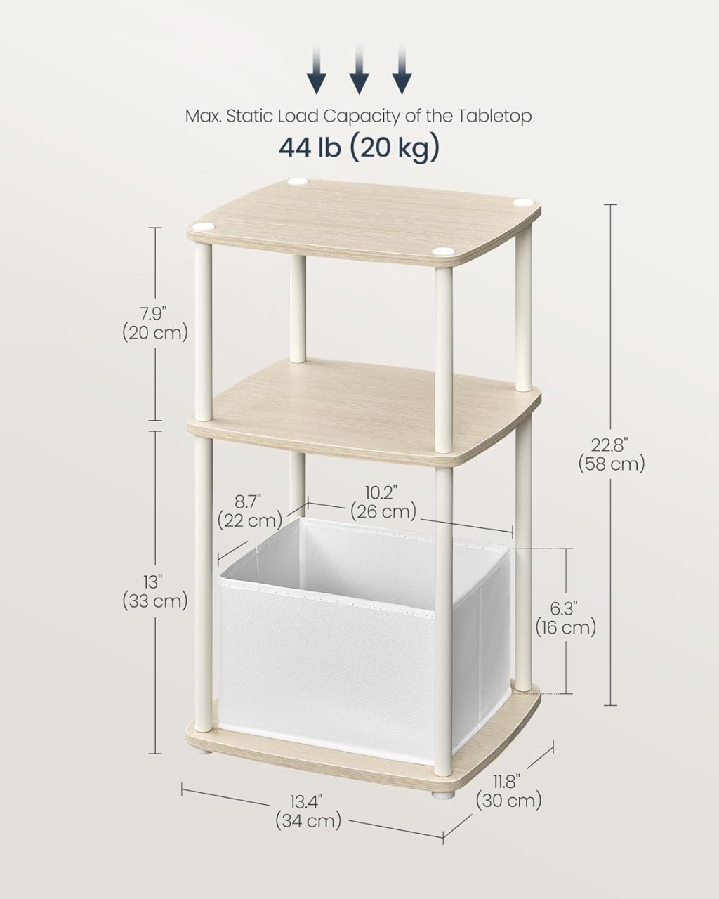 Masuta laterala Songmics Bej 34x30x58 cm - 1 | YEO