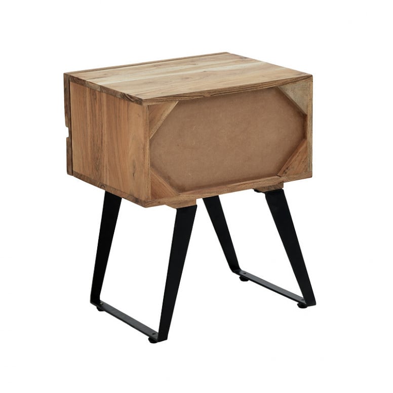 Noptiera Imena Walnut-Negru 45x35x56 cm - 4 | YEO