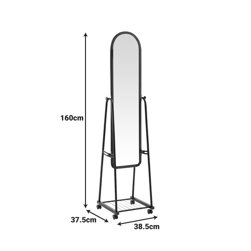Oglinda cu rafturi Lomna Negru 38.5x37.5x160 cm