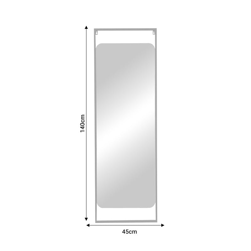 Oglinda Piza fier sticla alb 45x2x140 cm