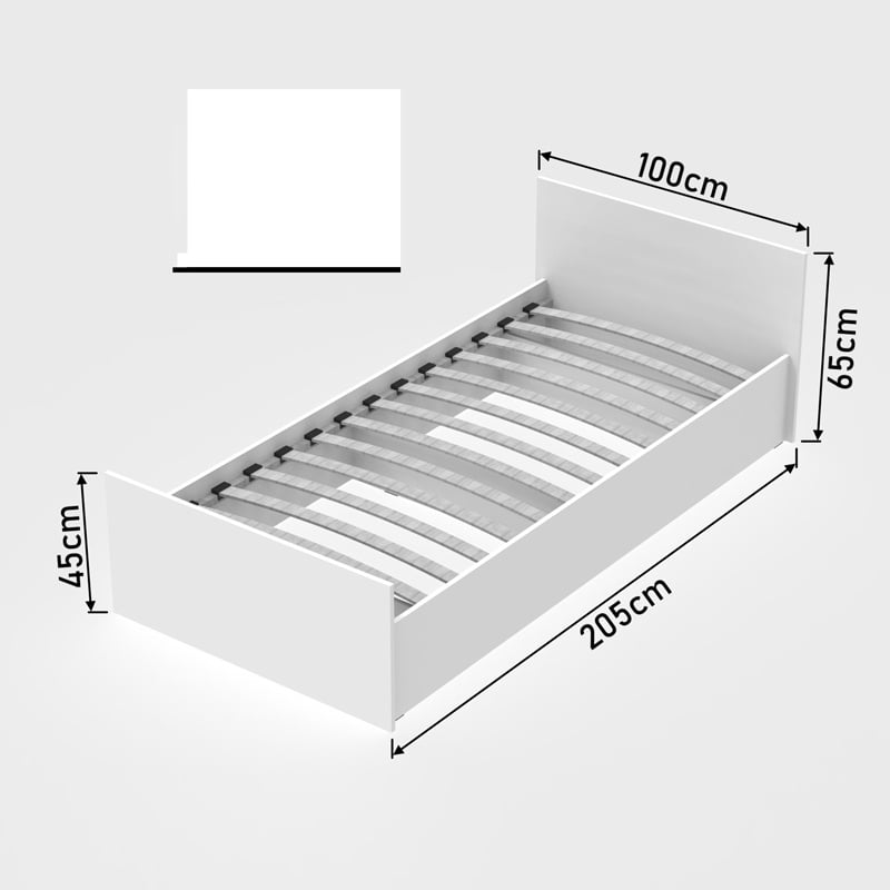 Pat 1 persoana Toscana Pako World Alb 90x200x10 cm