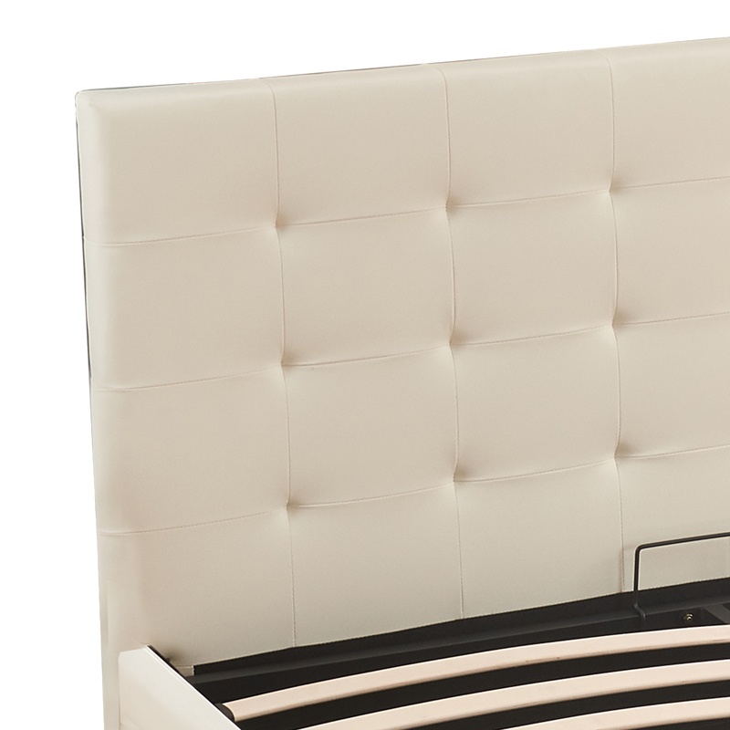 Pat dublu Cankere cu spatiu de depozitare piele ecologica PU crem 170x213x103 cm