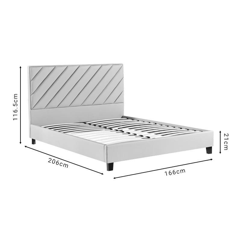 Pat dublu Franky piele ecologica PU bej 166x206x116.5 cm