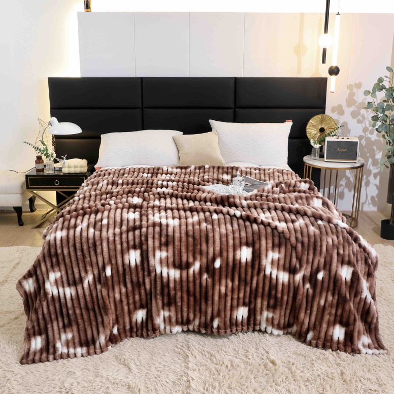 Patura Cocolino Groasa Stripe V3 Brown Stain 200x230 cm - 1 | YEO