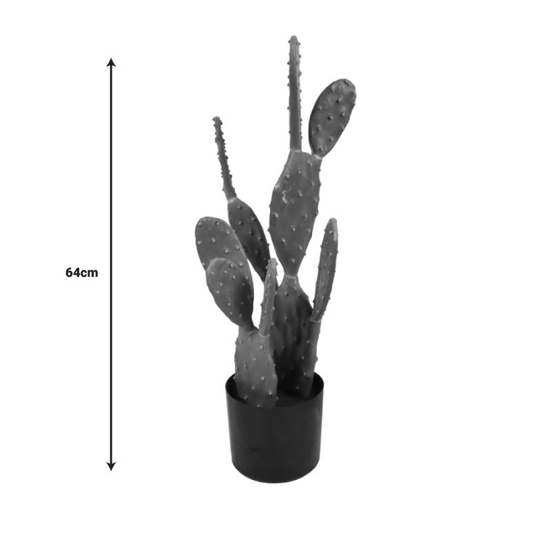 Planta decorativa Cactus in ghiveci verde plastic PP H64 cm - 3 | YEO