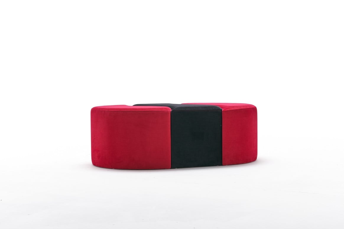 Pouf Alya, Negru Roșu - 3 | YEO