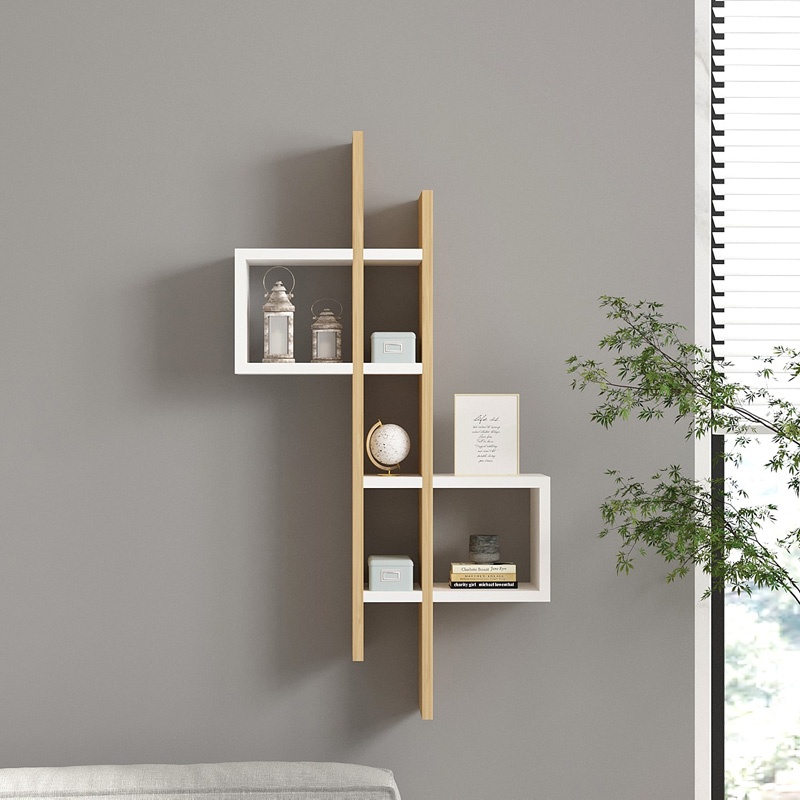 Raft de perete Garel, Pako World, Stejar-Alb, 53x19x108 cm