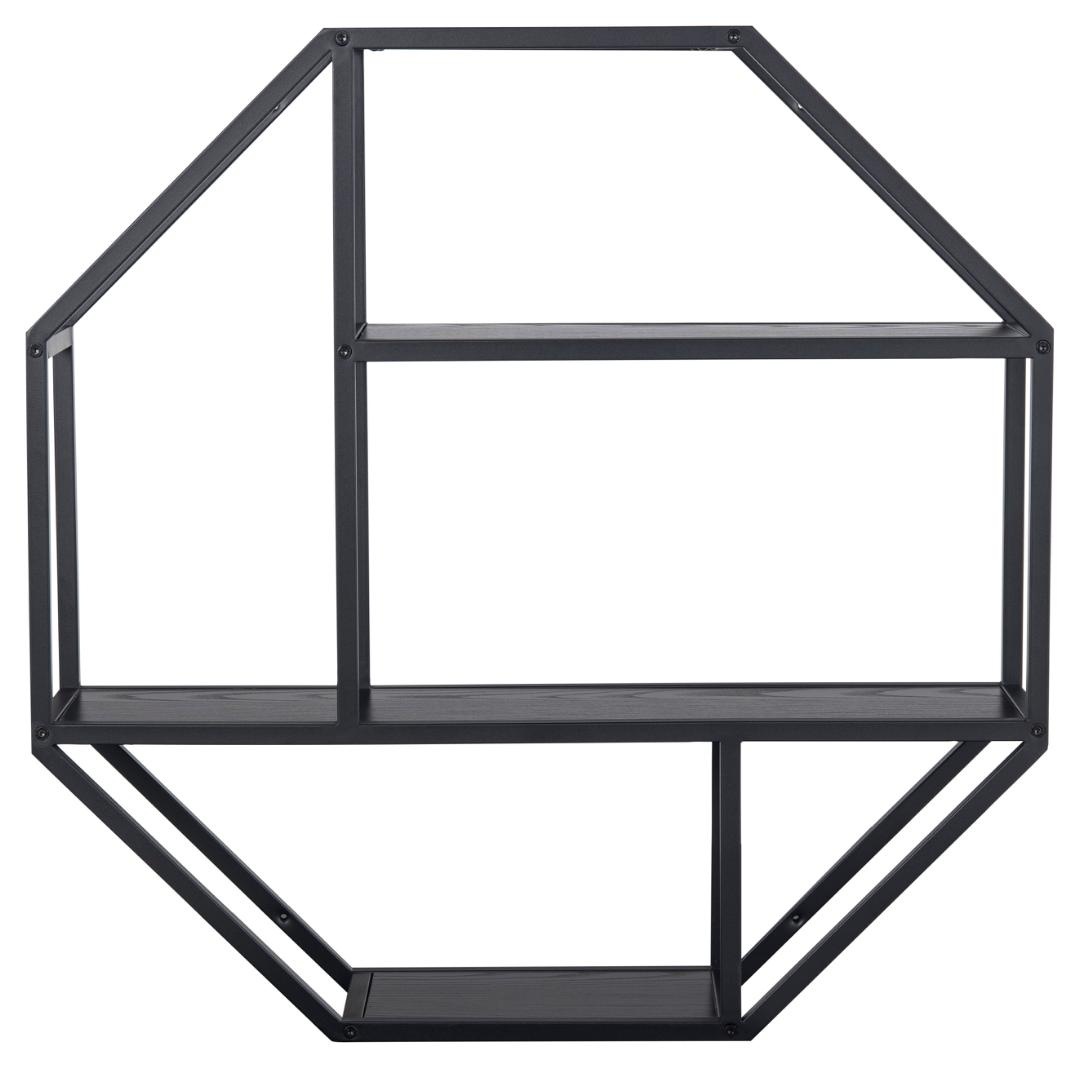 Raft de perete Seaford, Negru, 77x77x20 cm - Imagine 4