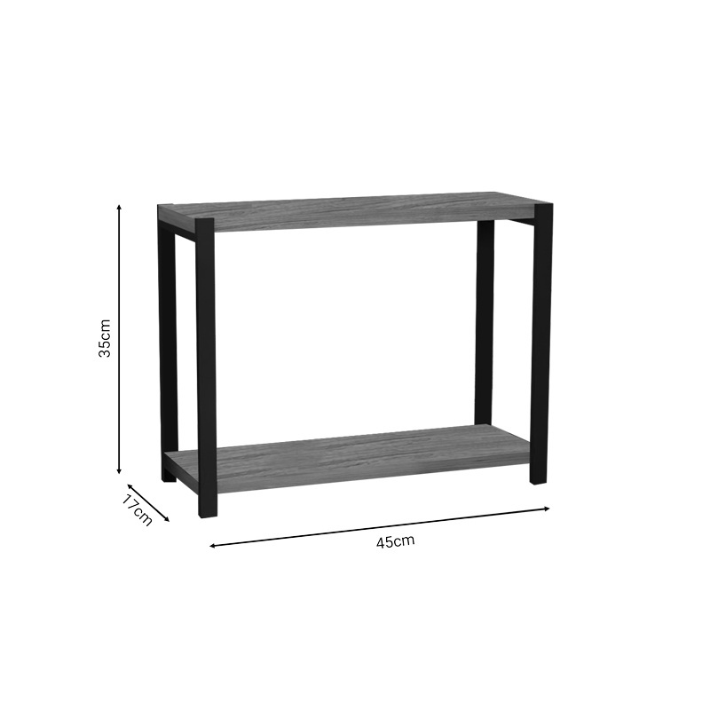Raft Lerf stejar melaminat metal negru 45x17x35 cm - 2 | YEO