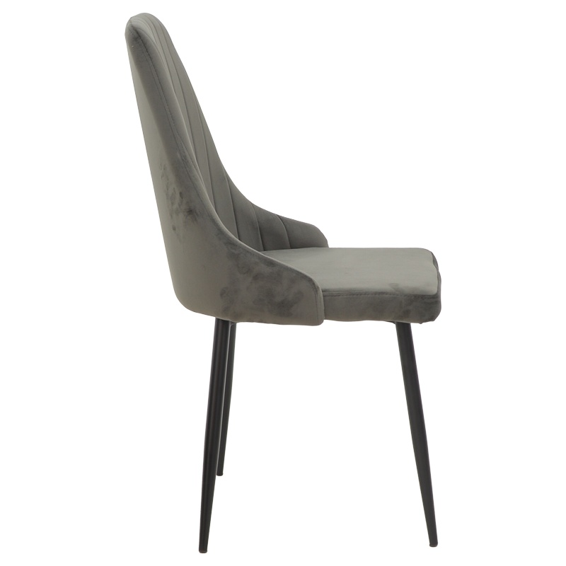 Scaun Azori catifea gri inchis cu picioare din metal negru 49x55x85 cm - 2 | YEO