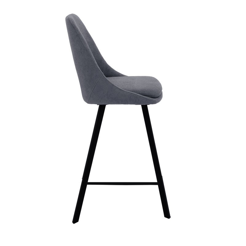 Scaun bar Initiate material teddy gri inchis cu picioare metalice negre 48x56x98 cm - 2 | YEO