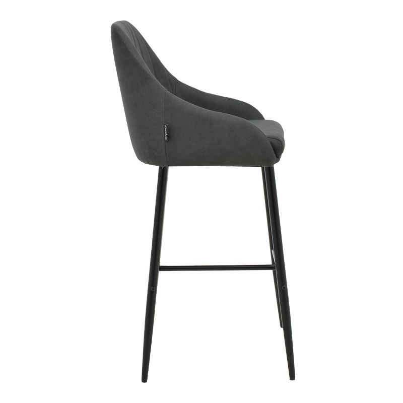 Scaun bar Patrin piele ecologica PU gri inchis picioare metalice negre 49x48x98 cm - 2 | YEO