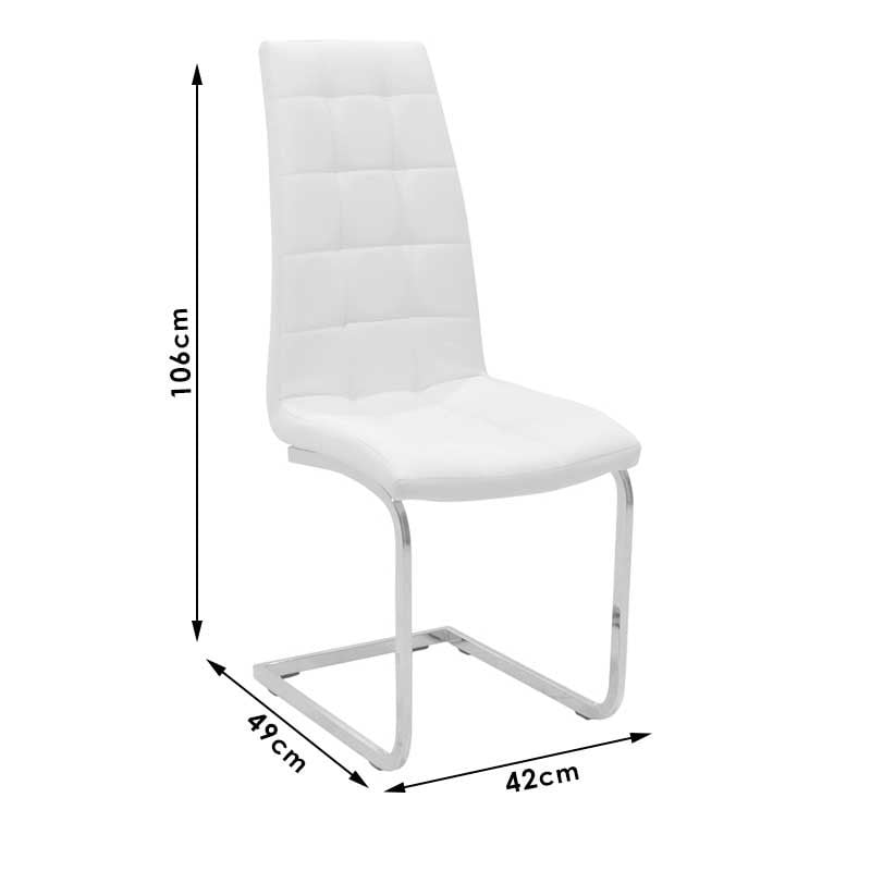 Scaun Darrell piele ecologica alb - metal crom 42x49x106cm