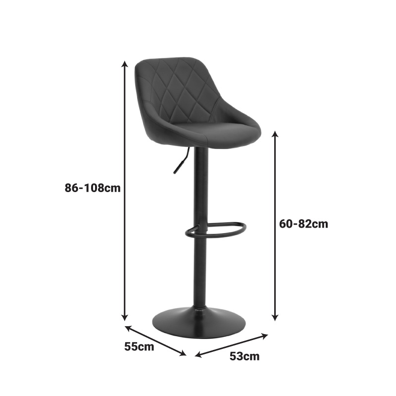 Scaun de bar ajustabil Boronez Negru 47x49x112 cm