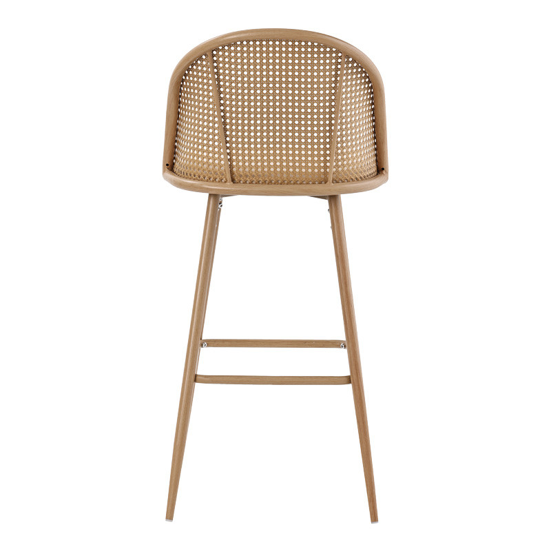 Scaun de bar Kace plastic ratan metal culoare lemn natural 43x55x102cm - 5