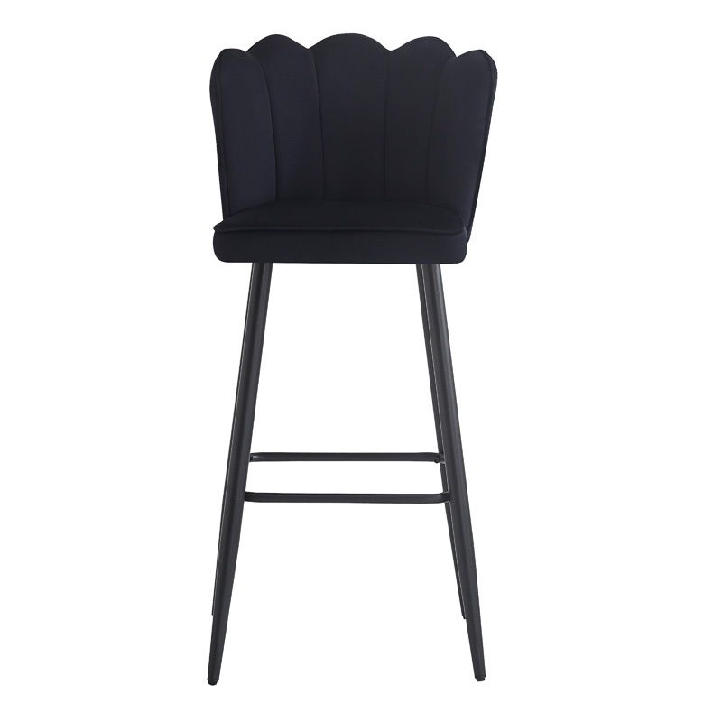 Scaun de bar Velvi, Pako World, Catifea neagra, 46x45x105 cm - 1 | YEO