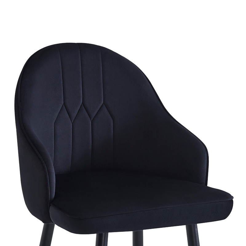 Scaun de bar Velvi, Pako World, Catifea neagra, 46x45x113 cm - 2 | YEO