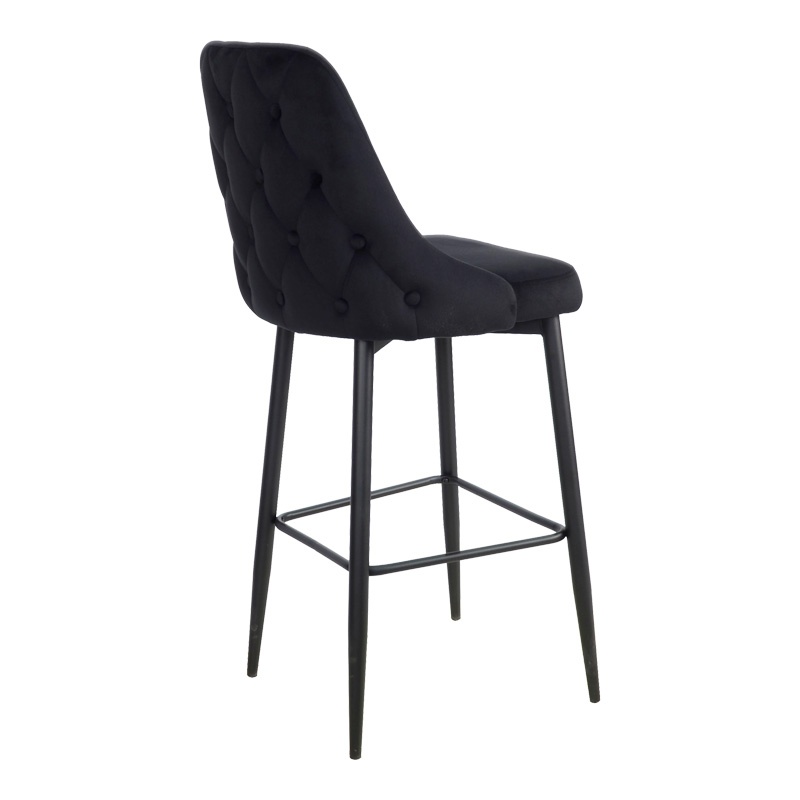 Scaun de bar Zedna, Pako World, Catifea Negru, 52x57x111 cm - 1 | YEO