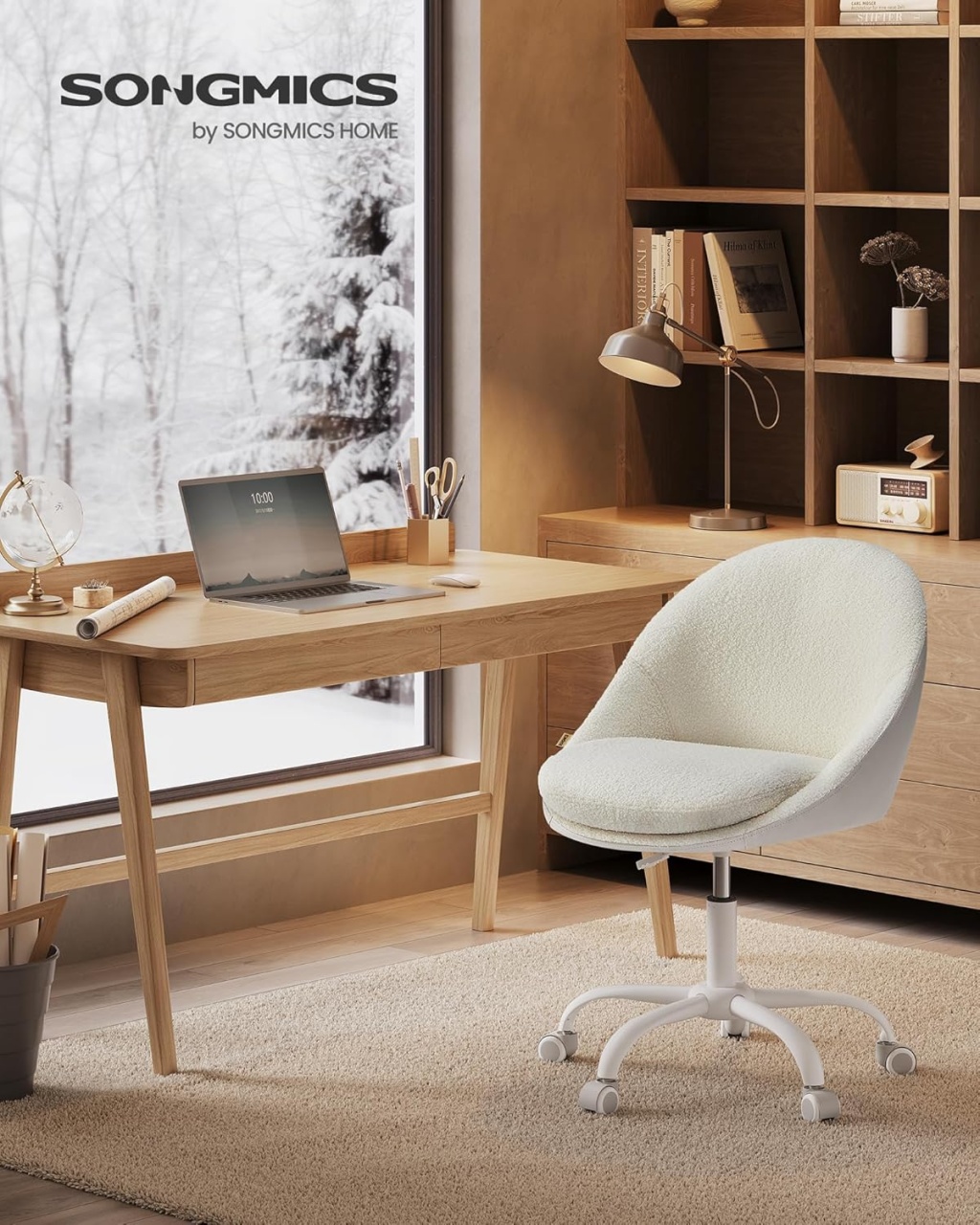 Scaun de birou boucle Cappuccino Songmics 56x60x93.3 cm - 2 | YEO