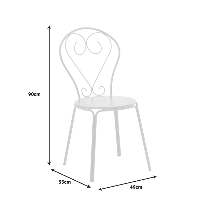 Scaun de gradina Chari stivuibil alb metal 49x55x90 cm