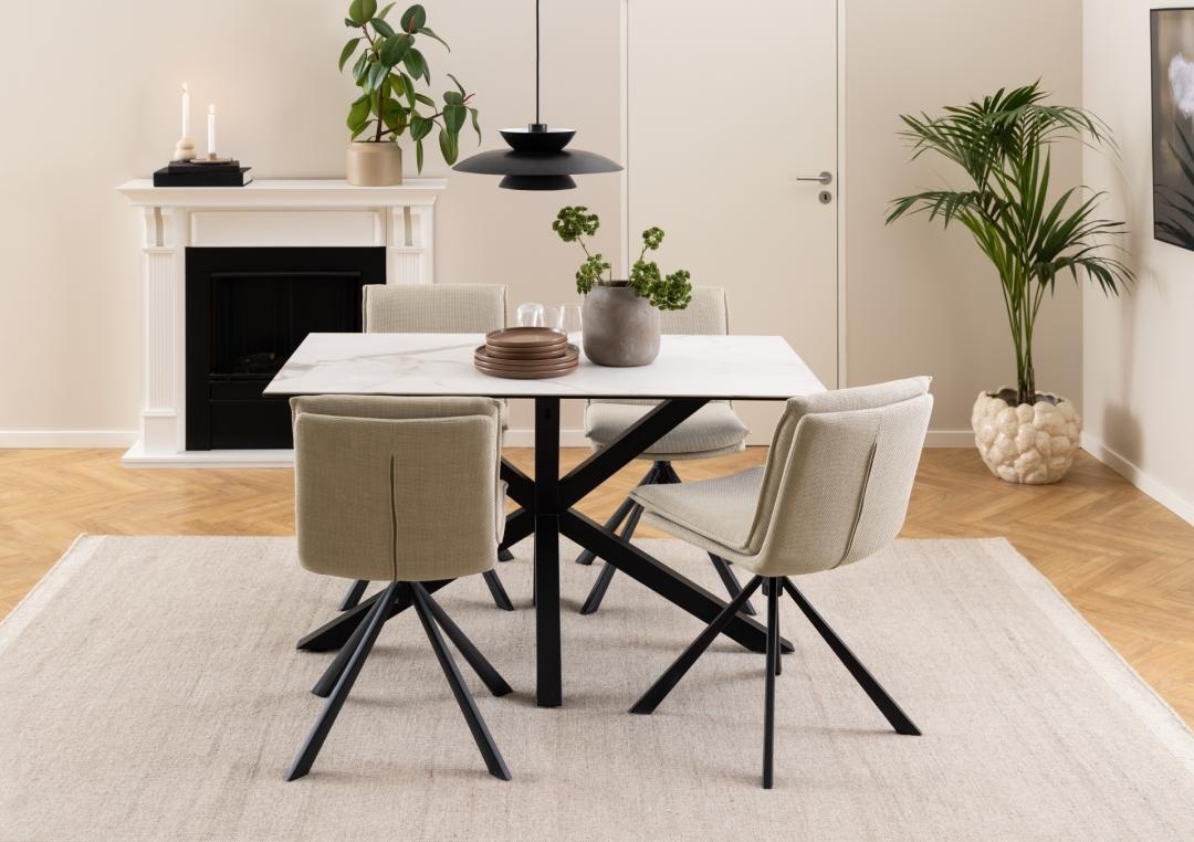 Scaun dining Flynn, Bej, 85x47x59 cm