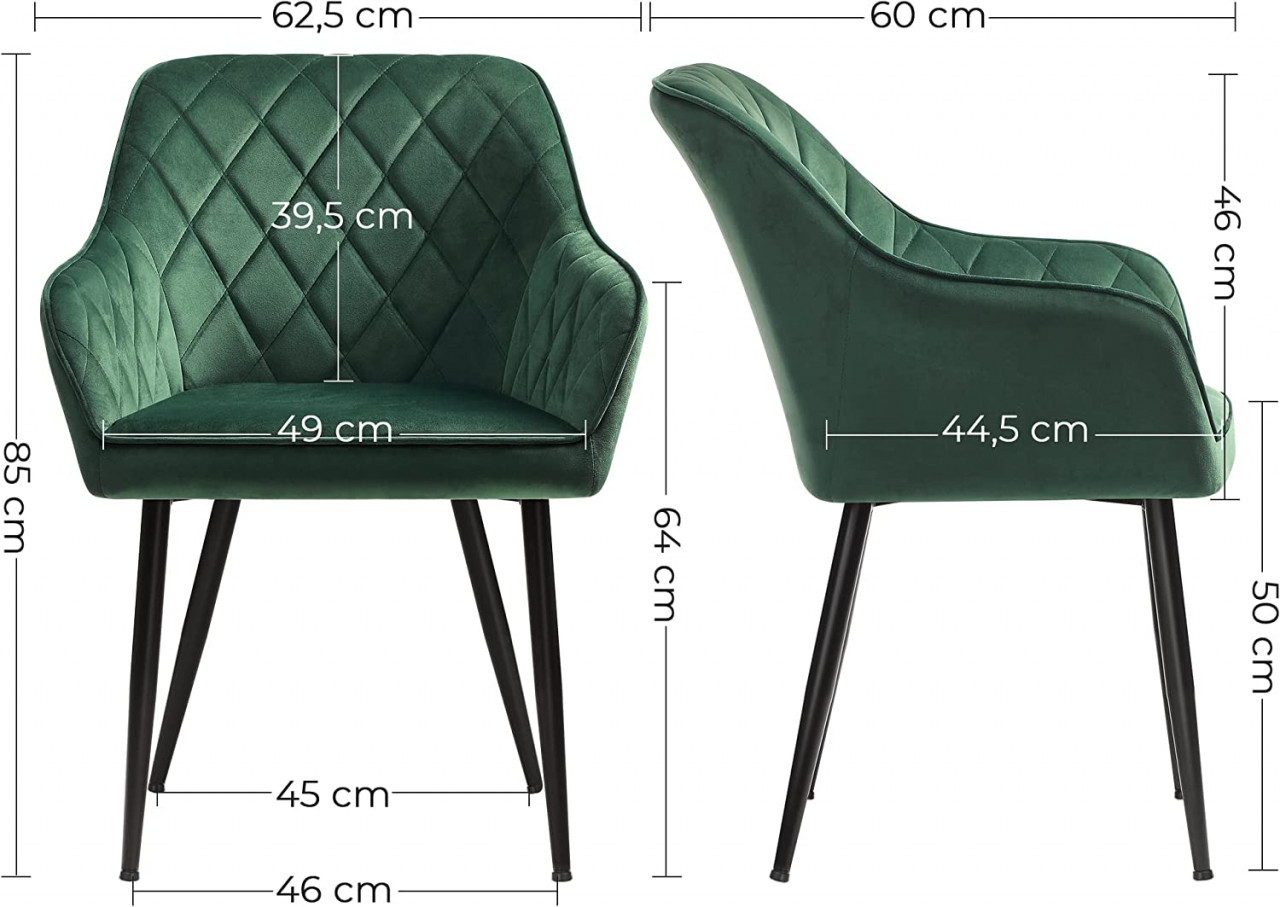 Scaun dining, Songmics, Verde, 62.5x60x85 cm