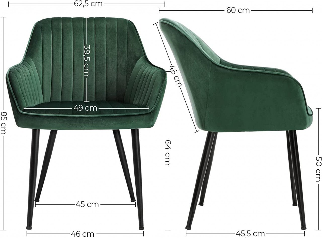 Scaun dining, Songmics, Verde, 62.5x60x85 cm - 2 | YEO