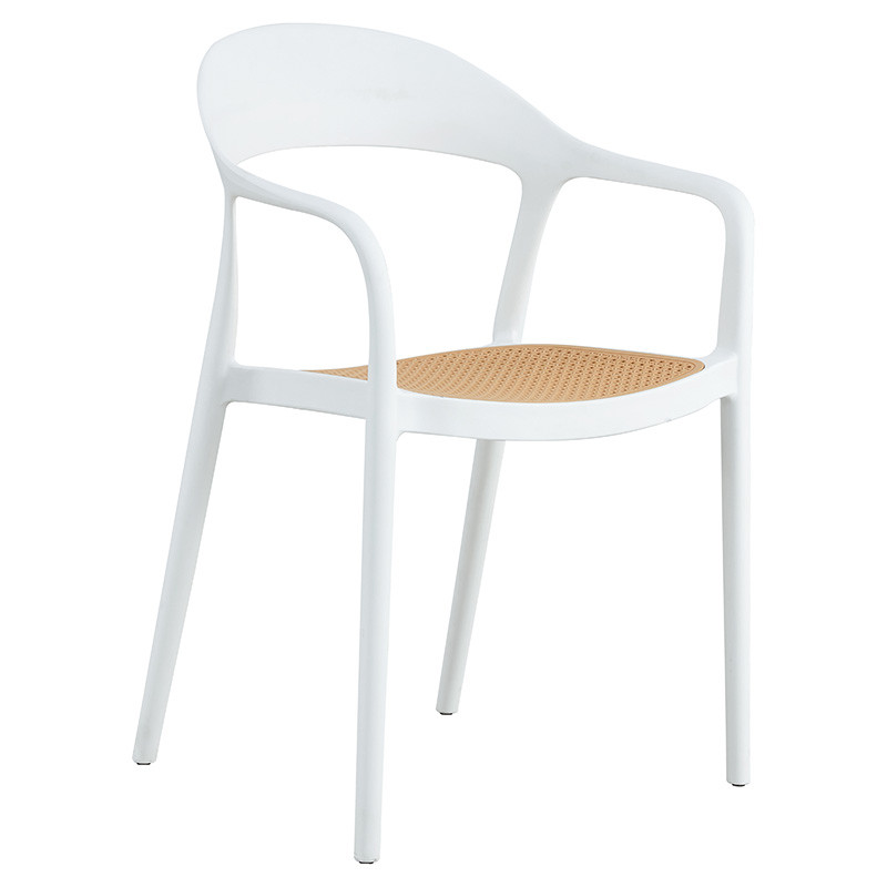 Scaun exterior Ember cu protectie UV plastic bej-alb 52.5x56.5x81cm
