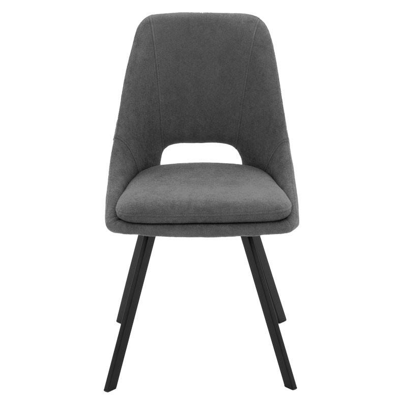 Scaun Initiate material teddy gri inchis picioare metalice negre 48x57x85 cm - 3 | YEO