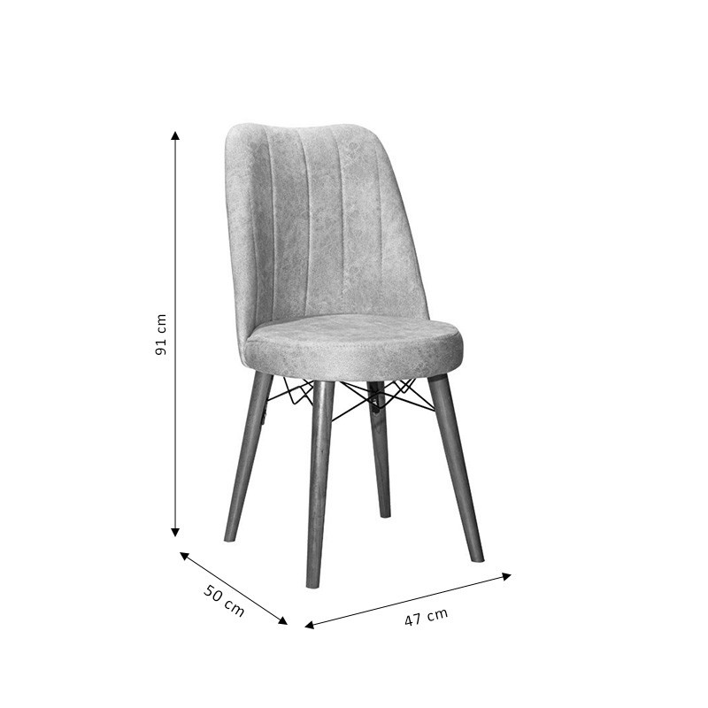 Scaun Nevis material textil antica bej - picior de culoarea nuc