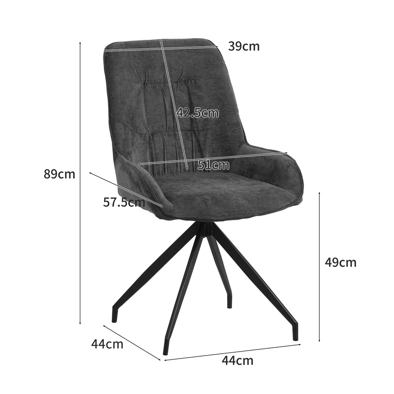Scaun rotativ Kadeira, Pako World, Gri inchis, 57x51x89 cm